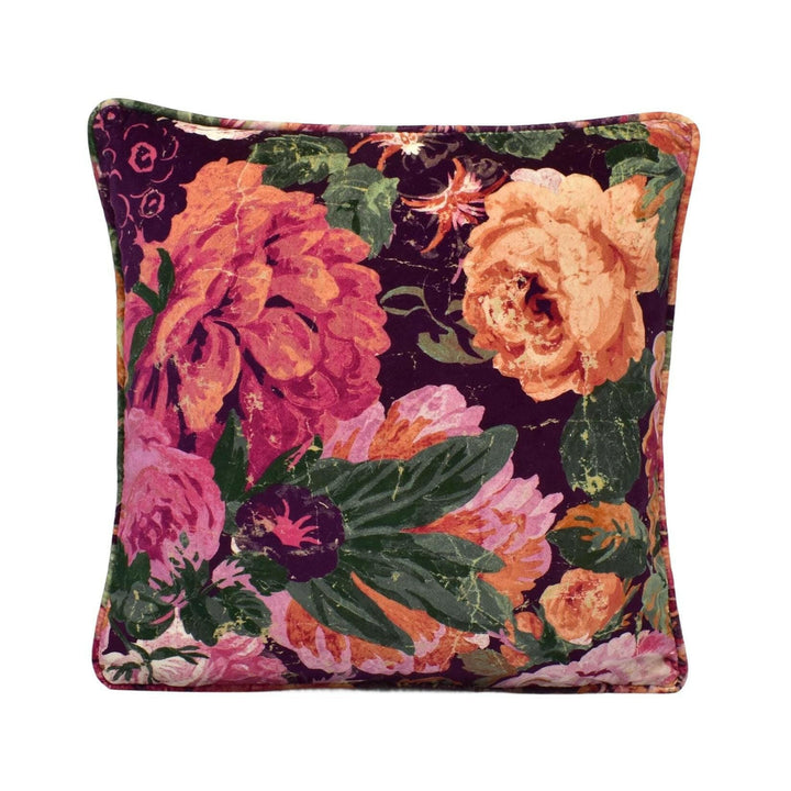 Sanderson - Very Rose and Peony - Wild Plum - Dramatic Floral Bloom Designer Velvet Cushion Cover - Luxury Throw Pillow - Handmade Home.