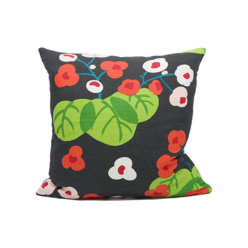 Schumacher -  Saku - Soft Black - Traditional Japanese Cherry Blossom Designer Cushion Cover - Handmade Throw Pillow Designer Home Décor.