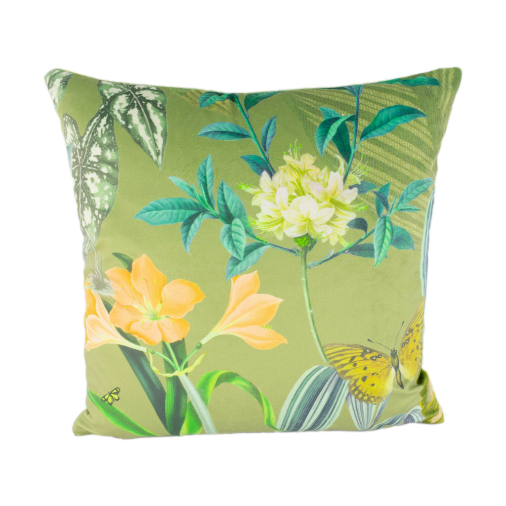 Prestigious - Barbados - Palm - Maximalist Tropical Landscape Velvet Cushion Cover - Handmade Throw Pillow Designer Home Decor.