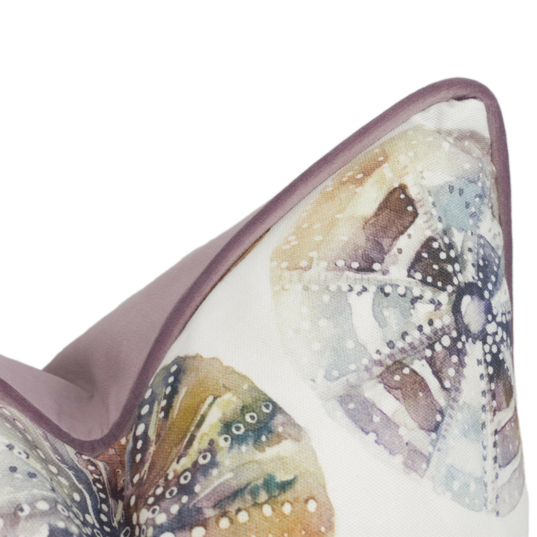 Voyage - Sea Urchins - Abalone - Painterly Watercolour Seaside Contrast Piped Cushion Cover - Handmade Throw Pillow - Designer Home Décor.