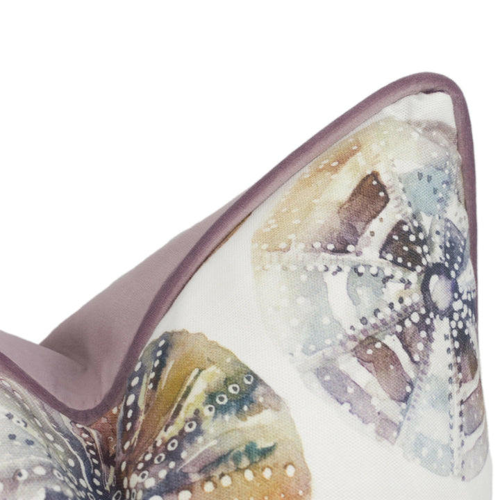 Voyage - Sea Urchins - Abalone - Painterly Watercolour Seaside Contrast Piped Cushion Cover - Handmade Throw Pillow - Designer Home Décor.