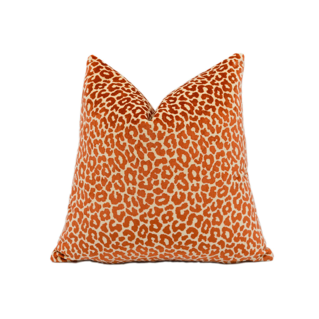 Timothy Corrigan for Schumacher - Madeleine - Grenadine - Luxurious Leopard Print Velvet Designer Cushion Cover - Handmade Throw Pillow.
