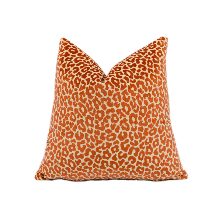Timothy Corrigan for Schumacher - Madeleine - Grenadine - Luxurious Leopard Print Velvet Designer Cushion Cover - Handmade Throw Pillow.