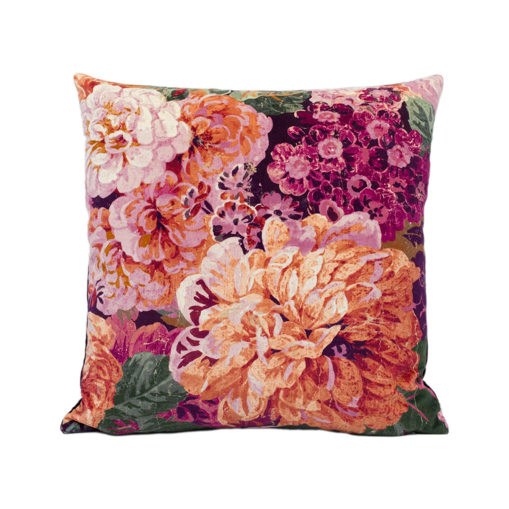 Sanderson - Very Rose and Peony - Wild Plum - Dramatic Floral Bloom Designer Velvet Cushion Cover - Luxury Throw Pillow - Handmade Home.