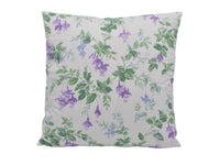 Thumbnail for a white pillow with purple and green flowers on it