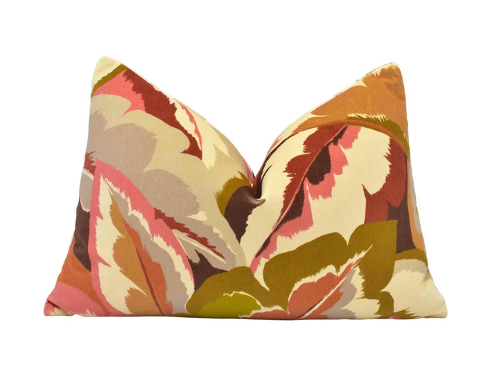 Harlequin - Calathea - Amber Light / Brazilian Rosewood / Pomegranate / Shiitake - Bold Tropical Designer Plant Cushion Cover - Throw Pillow.