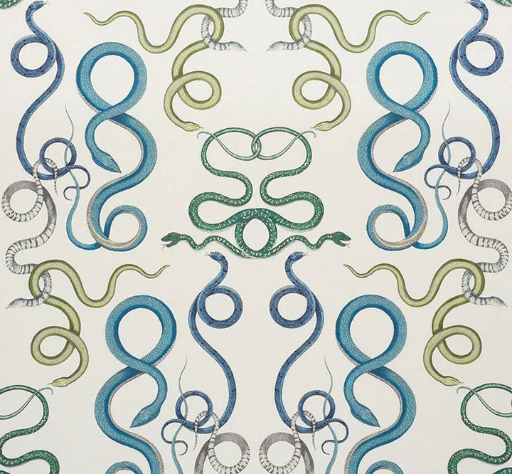 Charlap Hyman & Herrero for Schumacher - Giove - Emerald and Sapphire - Majestic Mythological Snake Cushion Cover Designer Throw Pillow