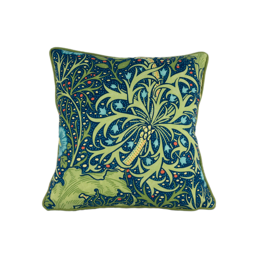 William Morris - Seaweed - Cobalt / Thyme - Cushion Cover Throw Pillow Designer Home Decor.