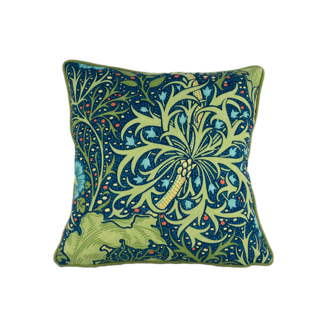William Morris - Seaweed - Cobalt / Thyme - Cushion Cover Throw Pillow Designer Home Decor.