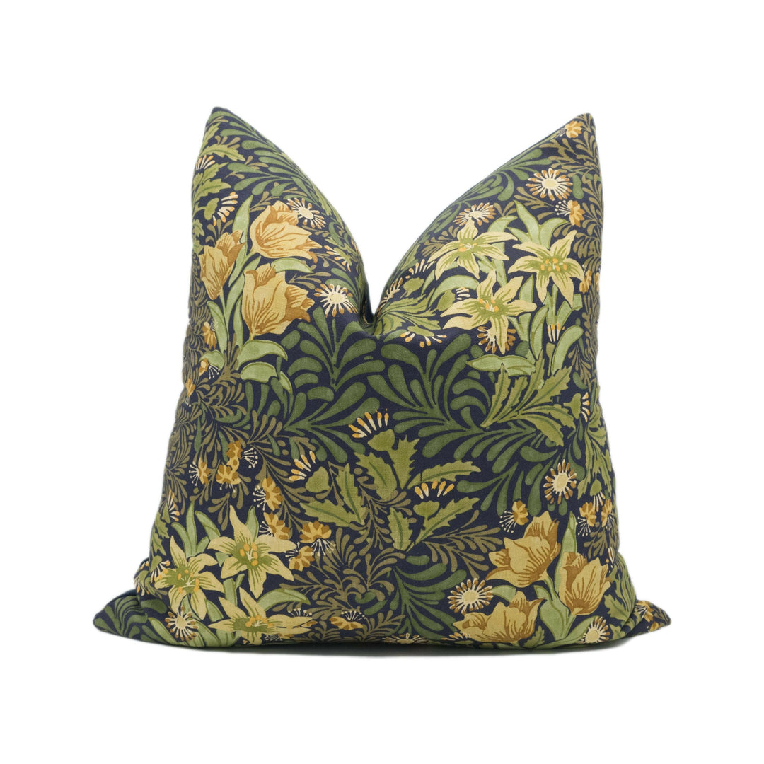 William Morris - Bower - Indigo - Rich Moody Floral Cushion Cover - Handmade Throw Pillow - Designer Home Décor.