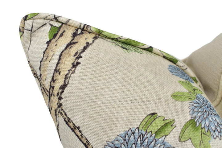 Thibaut - Katsura - Cream & Lavender - Japanese Maple Floral Designer Cushion Cover - Cream Purple Bird Throw Pillow - Asian Inspired Pillow.