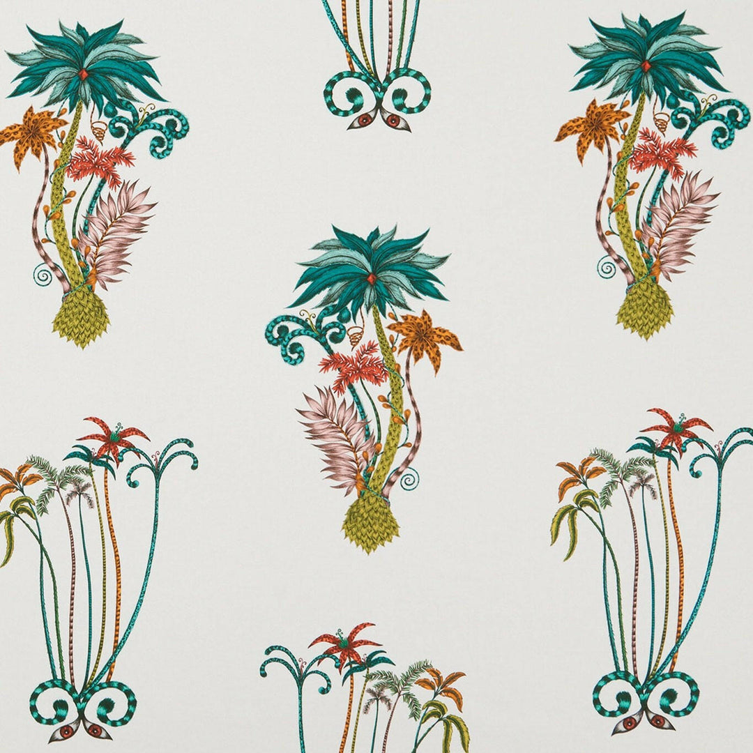 White & Green Tropical Jungle Maximalist Designer Cushion Cover - Bold and Funky Flora and Fauna - Luxury Throw Pillow Handmade Home Decor.