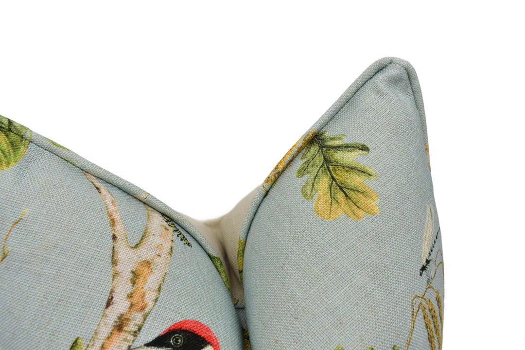 Sanderson - Woodland Chorus - Sky Blue / Multi - Bestselling Delicate Floral Birds & Foliage Designer Cushion Cover - Luxury Throw Pillow.