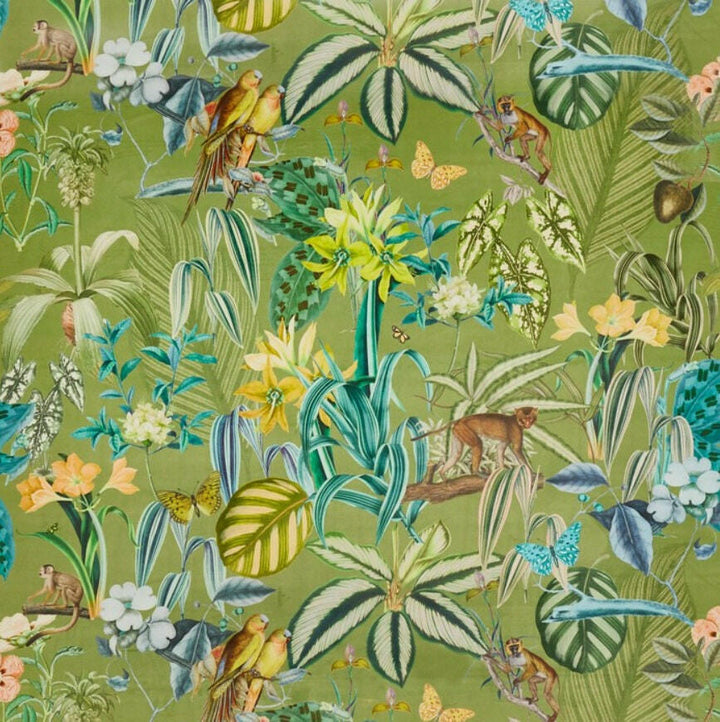 Prestigious - Barbados - Palm - Maximalist Tropical Landscape Velvet Cushion Cover - Handmade Throw Pillow Designer Home Decor.