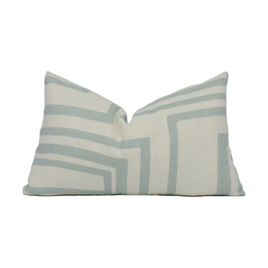 Schumacher - Large Open Boxes - Mineral - Retro Mid Century Cushion Cover Handmade Throw Pillow Designer Home Décor.