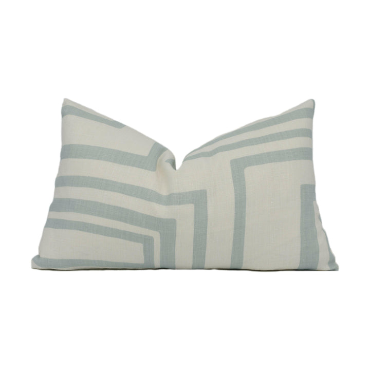 Schumacher - Large Open Boxes - Mineral - Retro Mid Century Cushion Cover Handmade Throw Pillow Designer Home Décor.