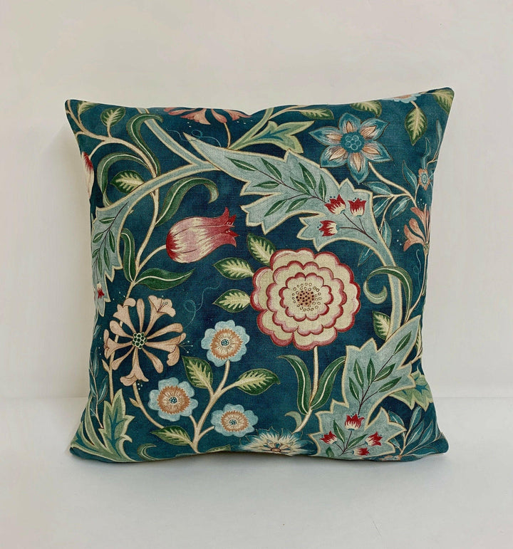 William Morris - Wilhelmina - Teal - Cushion Cover Throw Pillow Designer Home Décor.