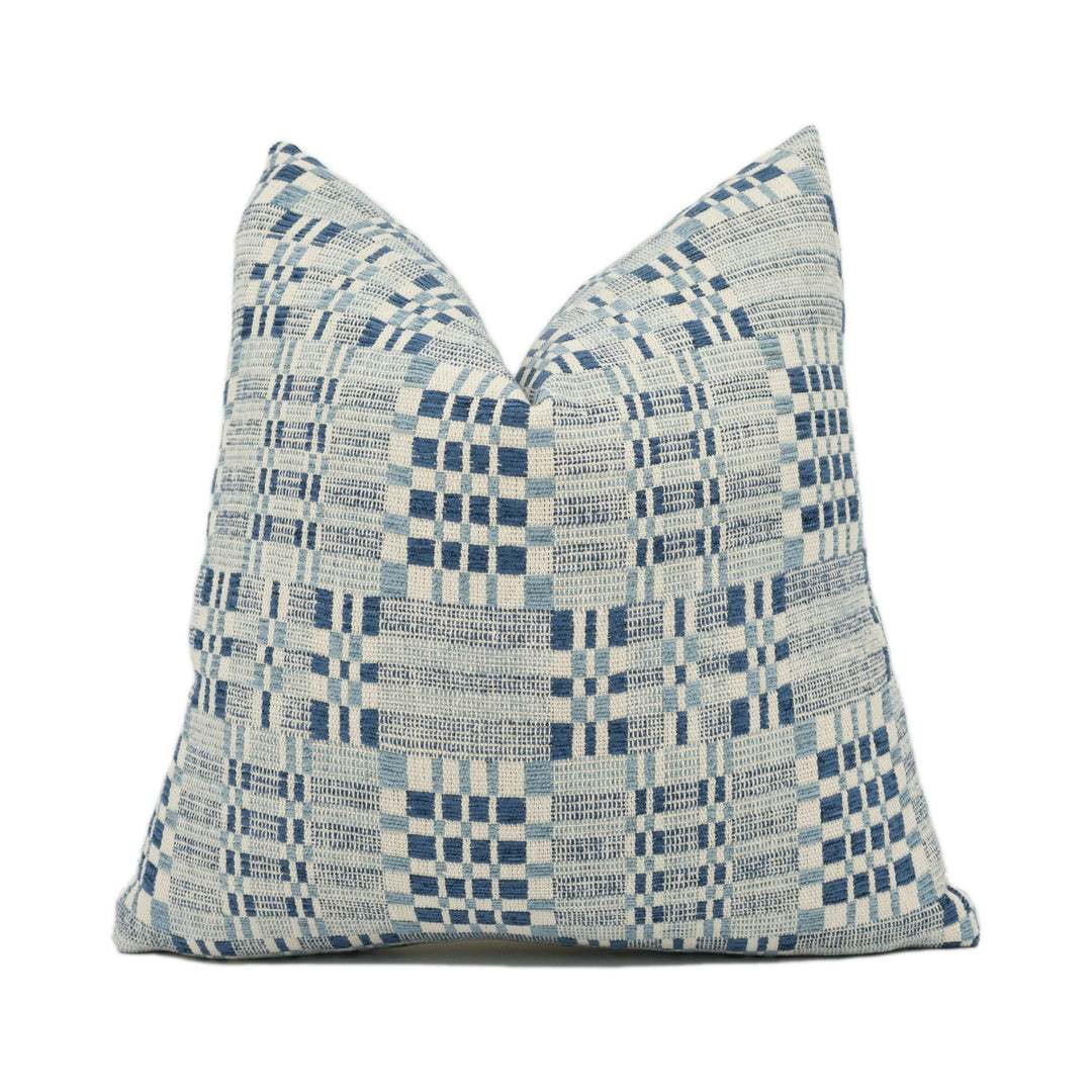 Schumacher - Brimfield - Indigo - Soft Intricate Flea Market Woven Designer Cushion Cover - Luxury Throw Pillow - Handmade Home Decor.