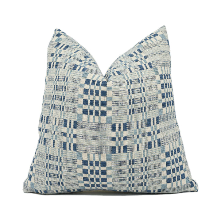 Schumacher - Brimfield - Indigo - Soft Intricate Flea Market Woven Designer Cushion Cover - Luxury Throw Pillow - Handmade Home Decor.