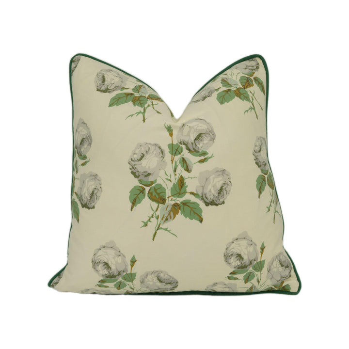 Colefax and Fowler - Bowood - Green / Grey Chintz - Classic Iconic Floral Designer Cushion Cover - Handmade Throw Pillow Luxury Home Decor.