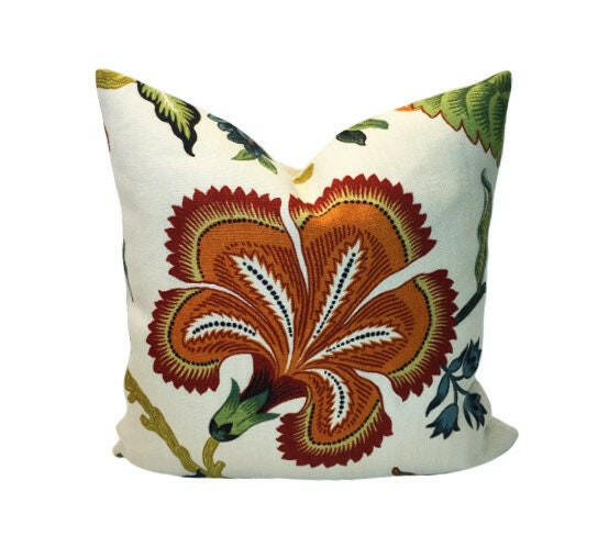 Schumacher - Hothouse Flowers - Spark - Exotic Floral Motif Designer Cushion Cover - Handmade Throw Pillow - Luxury Home Decor.