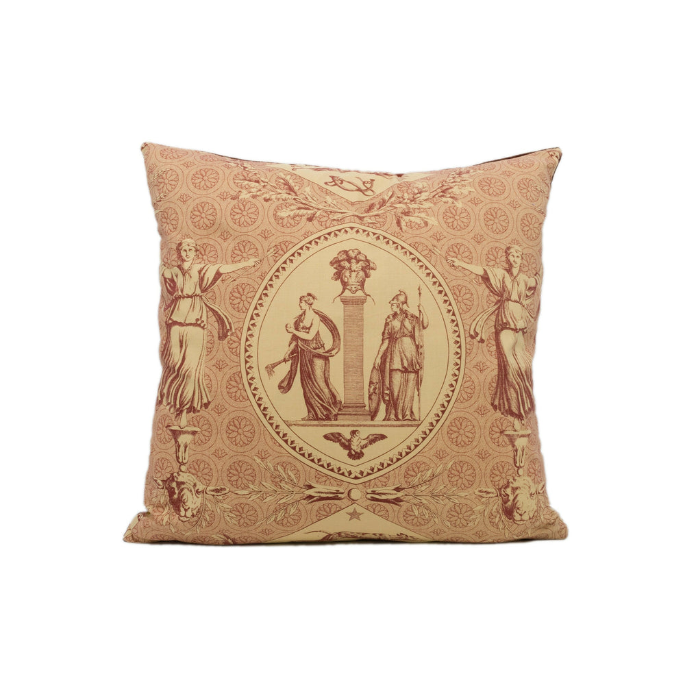 Marvic Textiles - Aphrodite - Red - Vintage Eclectic Toile de Jouy Print Cushion Cover - Handmade Throw Pillow - Designer Home Décor.