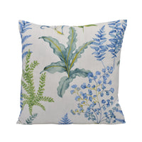 Thumbnail for a white pillow with blue and green plants on it