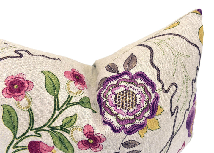 William Morris - Mary Isobel - Wine / Linen Cushion Cover Throw Pillow Designer Home Decor.