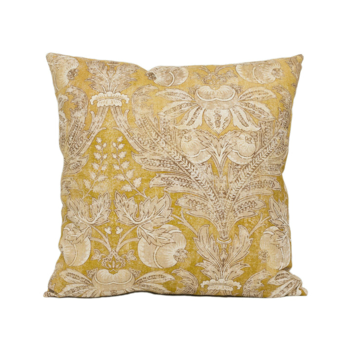 GP & J Baker - Lapura Damask - Ochre - Classic Indienne Damask Floral Designer Cushion Cover - Luxury Throw Pillow - Handmade Home Decor.