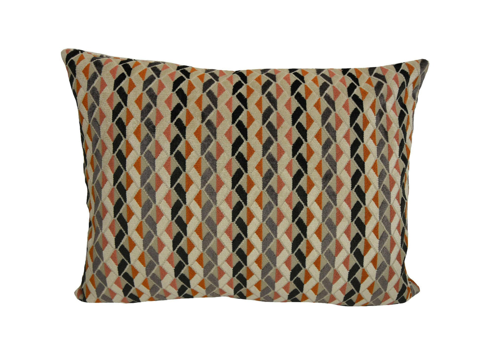 Camengo - Enchanteur - Cognac - Multi Coloured Plush Ciselé 3D Designer Velvet Cushion Cover - Luxury Throw Pillow - Handmade Home Decor.