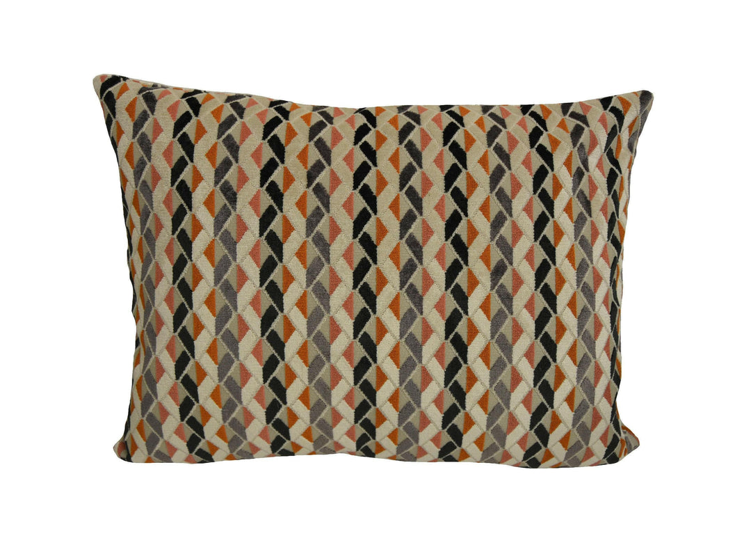 Camengo - Enchanteur - Cognac - Multi Coloured Plush Ciselé 3D Designer Velvet Cushion Cover - Luxury Throw Pillow - Handmade Home Decor.