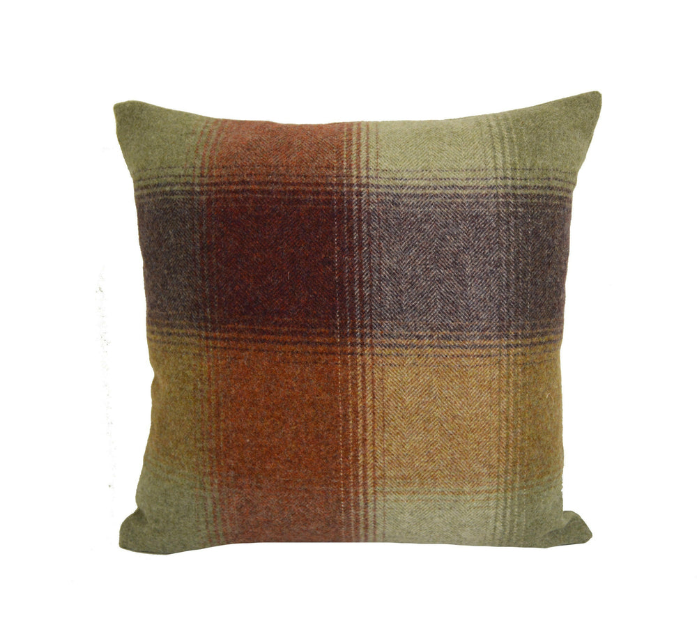 Abraham Moon - Kilnsey - Agate - 100% Wool Cushion Cover - Designer Plaid Pillow Cover - Handmade Custom Abraham Moon Pillow.