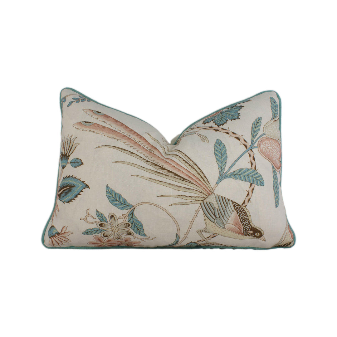 Schumacher - Campagne - Peacock & Rouge - Lush Lively French Floral Designer Cushion Cover - Handmade Throw Pillow - Designer Home Decor.