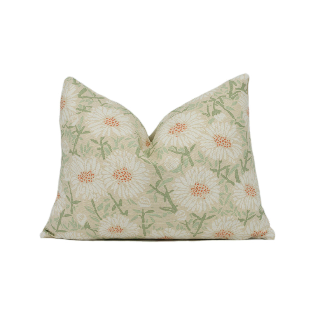 Emily Burningham - Daisies - White - Pretty Floral Cushion Cover - Handmade Throw Pillow - Designer Home Décor.