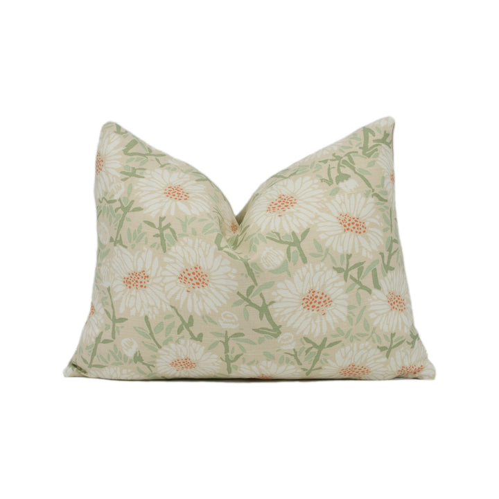 Emily Burningham - Daisies - White - Pretty Floral Cushion Cover - Handmade Throw Pillow - Designer Home Décor.