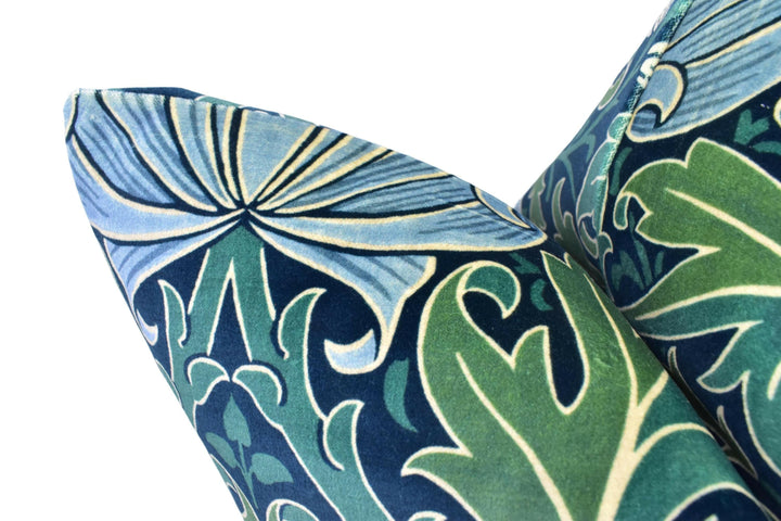 William Morris - Helena - Indigo / Boughs - Intricate Persian Artichoke Velvet Designer Cushion Cover - Luxury Throw Pillow - Handmade Home.