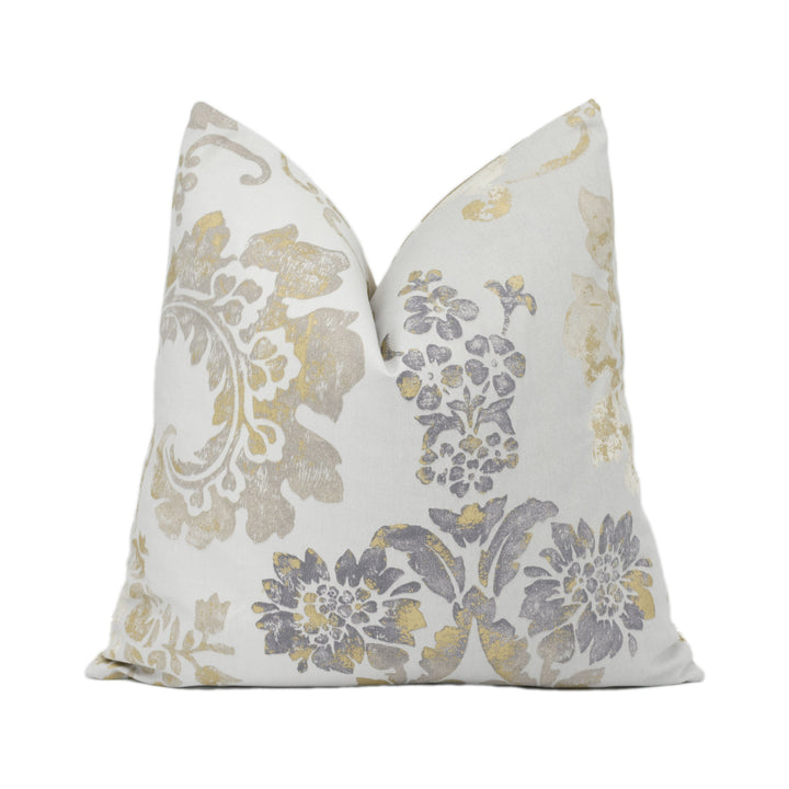 Designers Guild – Kashgar – Linen – Cushion Cover – Ornate Damask & Gold Flecks