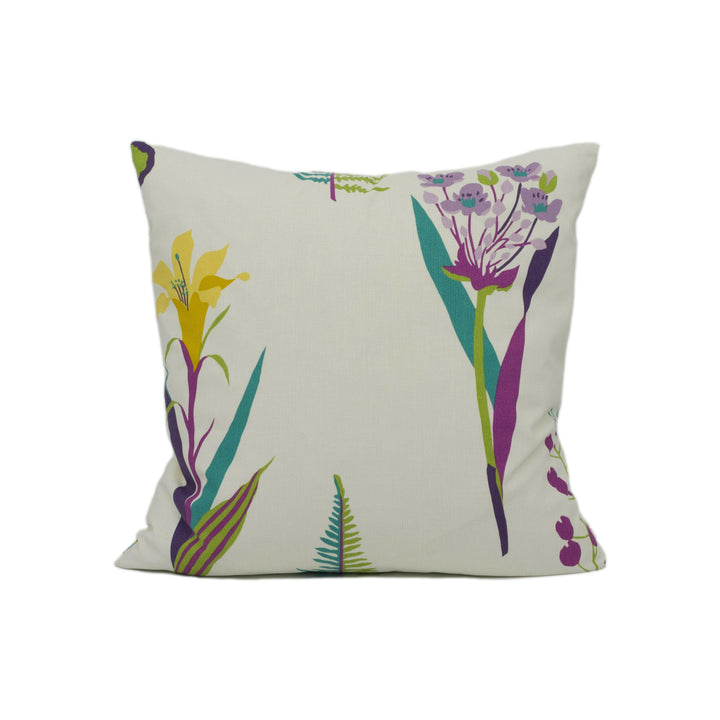 Sanderson - Floral Bazaar - Fig / Multi - Bright Minimalist Floral Cushion Cover - Handmade Throw Pillow - Designer Home Décor.