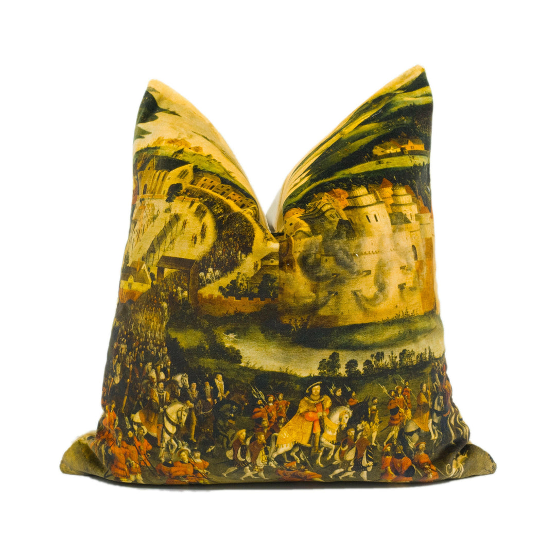 The Royal Collection - Cloth of Gold - Peridot - English Historical Henry VIII Cushion Cover - Handmade Throw Pillow - Designer Home Décor.