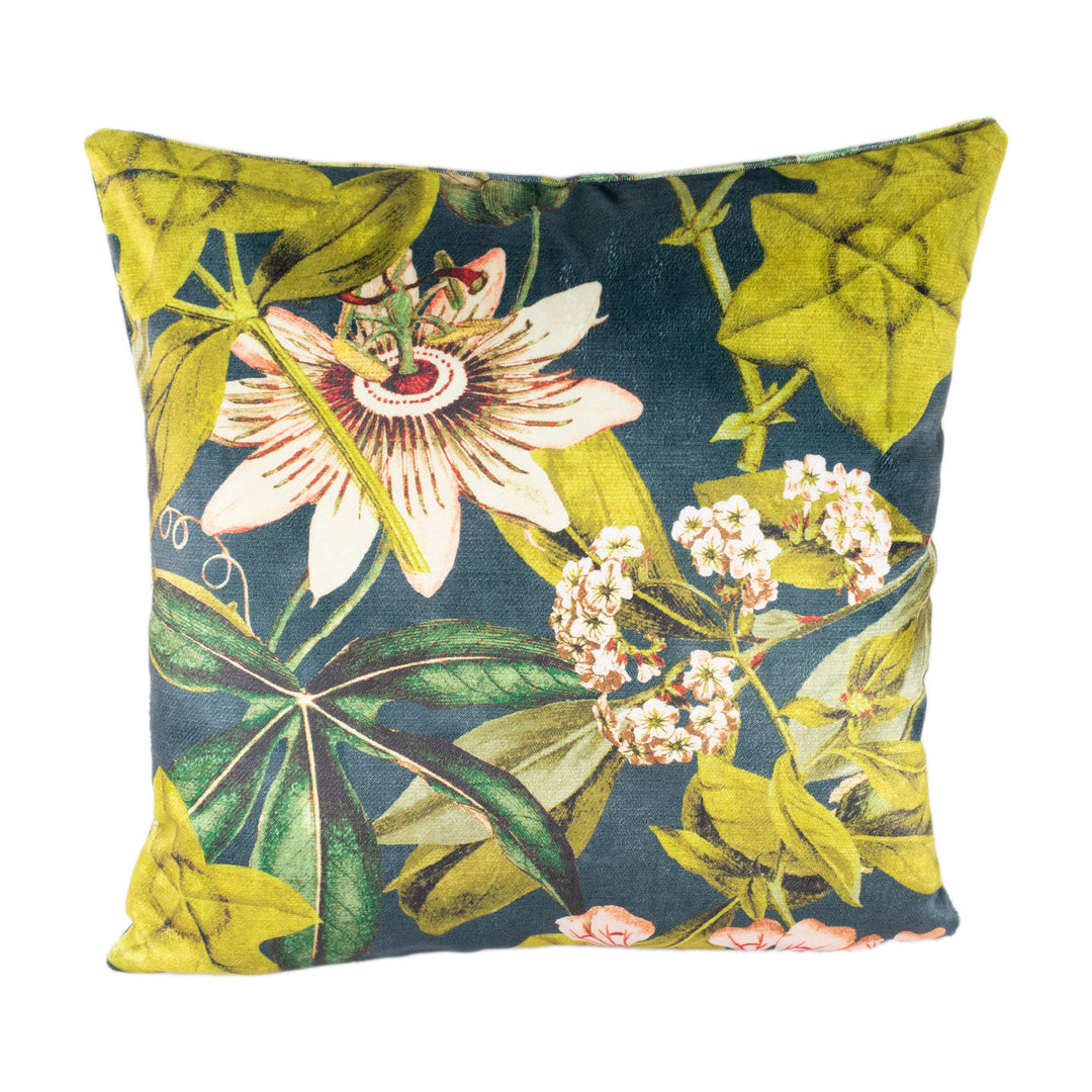 Clarke & Clarke – Passiflora – Midnight/Spice – Cushion Cover – Jewel Toned Velvet Botanical