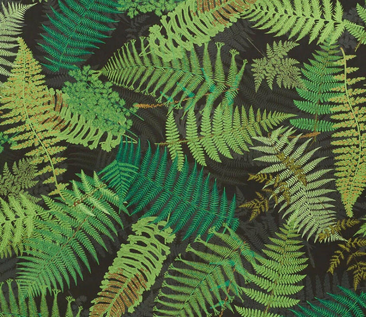 Schumacher - Fernarium - Green & Black - Imaginative Fern Fronds Designer Cushion Cover - Handmade Throw Pillow - Luxury Home Decor.