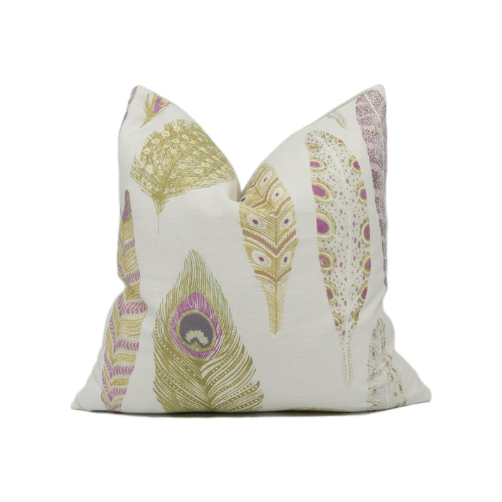 Voyage Decoration - Samui Print - Olivine - Quirky Illustrative Feather Cushion Cover - Handmade Throw Pillow Designer Home Décor.
