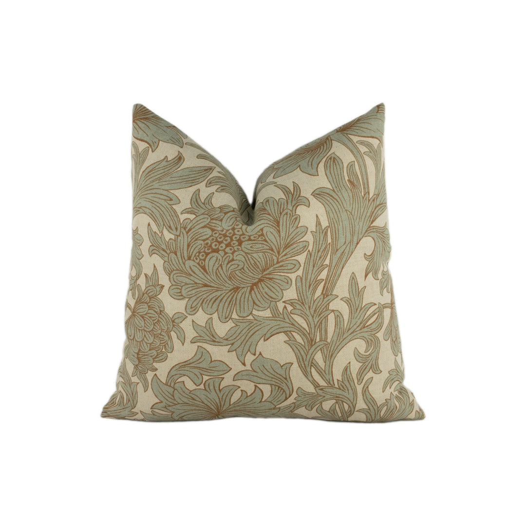 William Morris - Chrysanthemum Toile - Slate / Cream - Stunning Classic English Designer Cushion Cover Home Décor Throw Pillow.