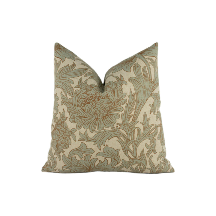 William Morris - Chrysanthemum Toile - Slate / Cream - Stunning Classic English Designer Cushion Cover Home Décor Throw Pillow.