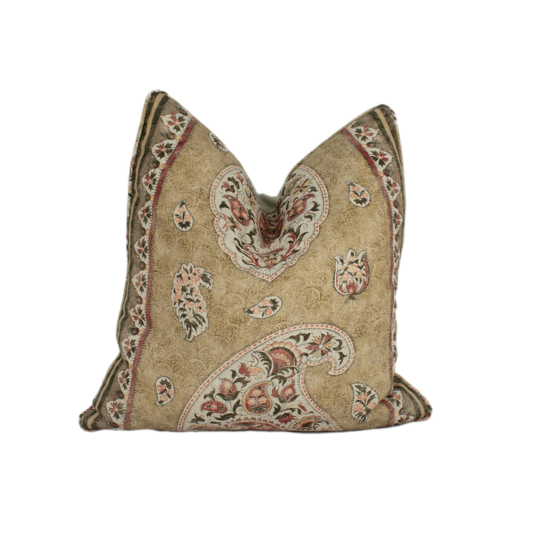 GP & J Baker - Coromandel - Tobacco - Intricately Detailed Kashmir Paisley Designer Cushion Cover - Luxury Throw Pillow - Handmade Home Deco.