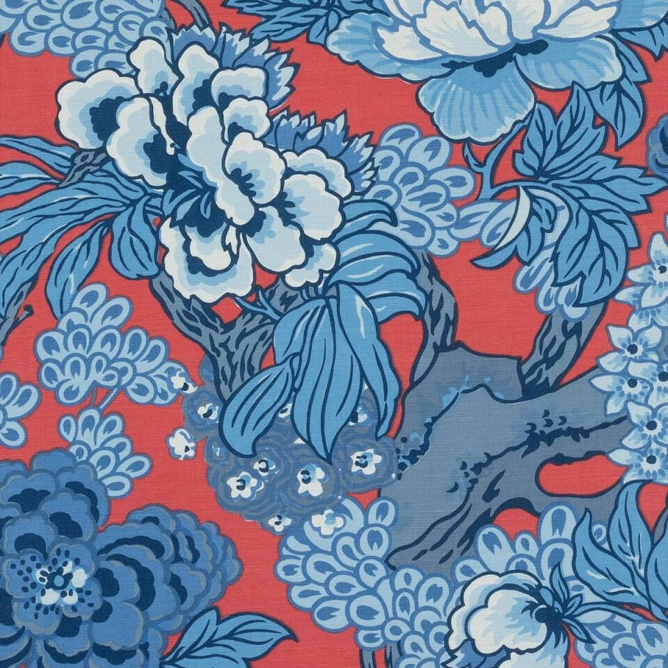 Thibaut - Honshu - Red and Blue -  Made To Measure Professionally Made Roman Blind.