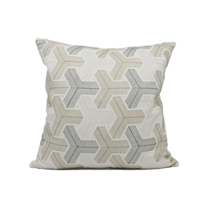 Camengo - Baleares - Lin - Exceptional Embroidered Modern Geometric Designer Cushion Cover - Luxury Throw Pillow - Handmade Home Decor