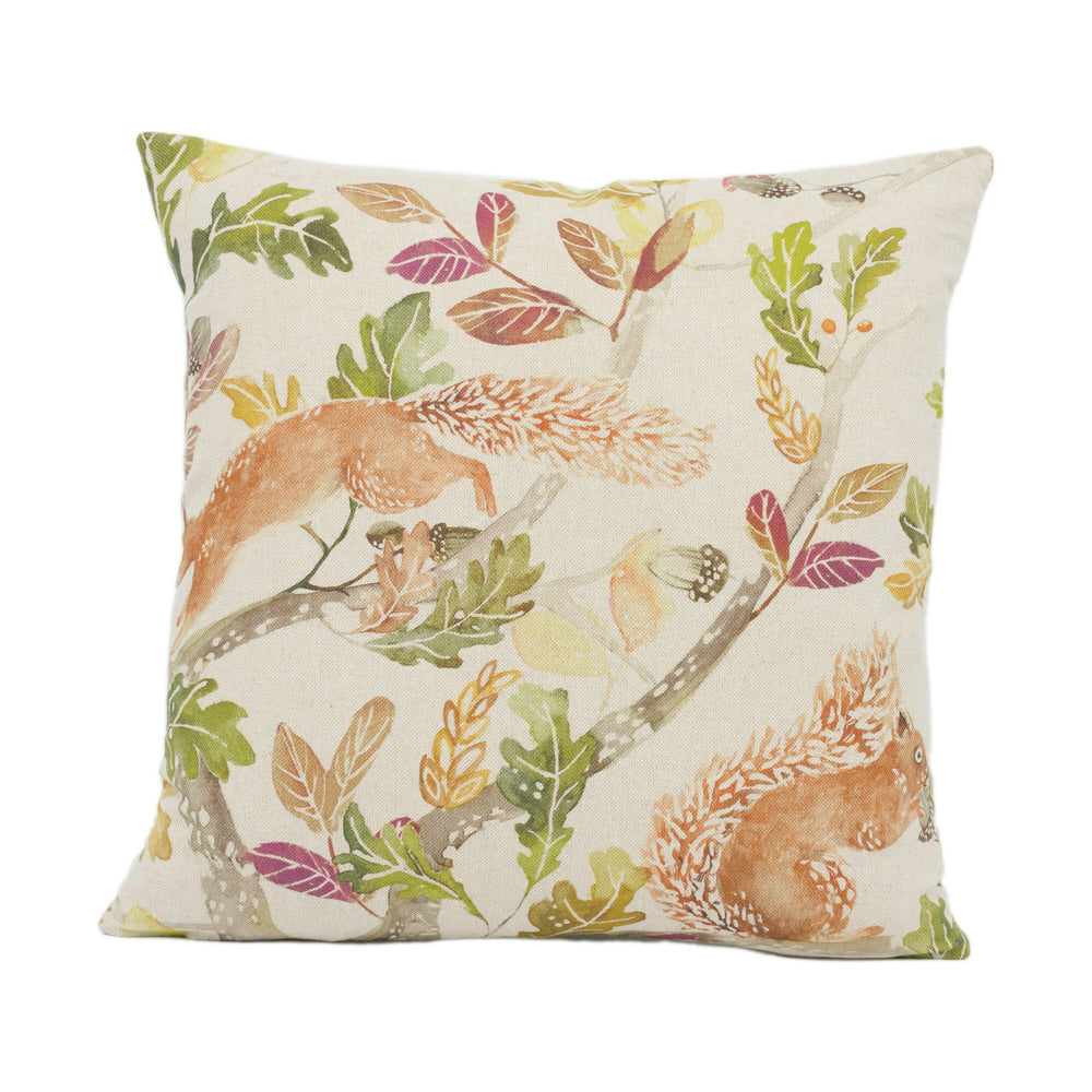 Voyage - Scurry of Squirrels - Linen - Beautiful Red Squirrel Cushion Cover - Handmade Throw Pillow Designer Home Decor.
