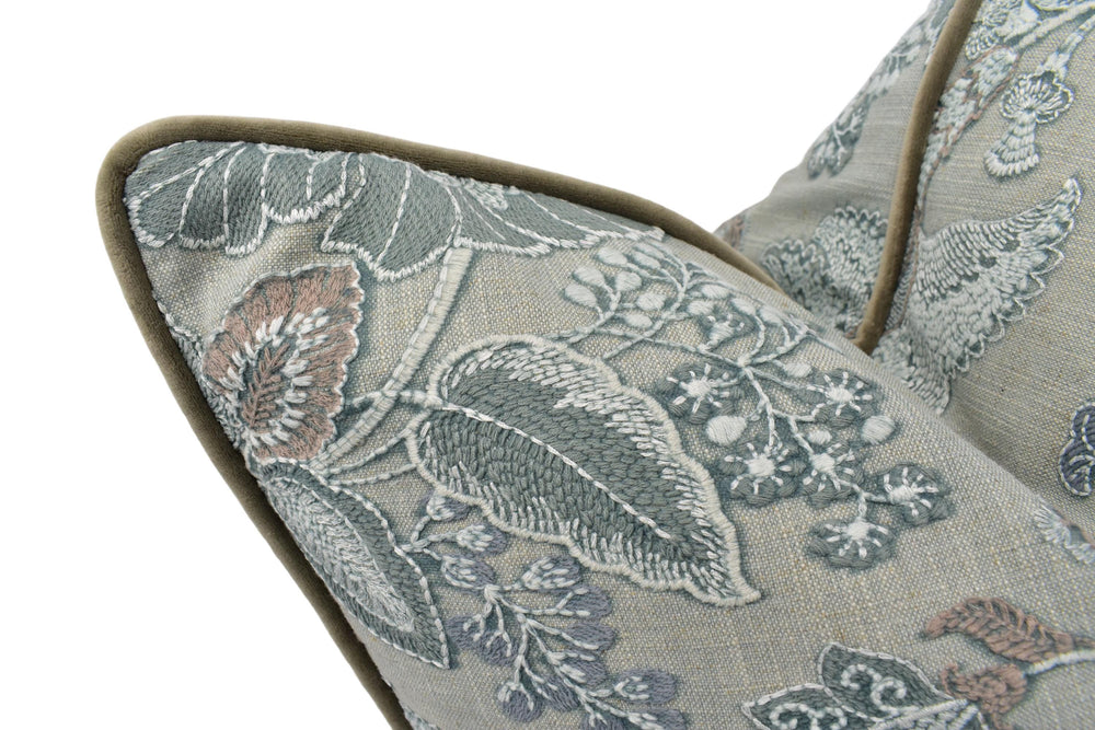 a close up of a pillow on a white background