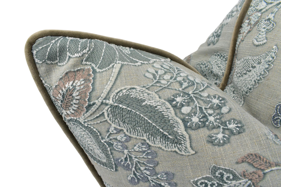 a close up of a pillow on a white background